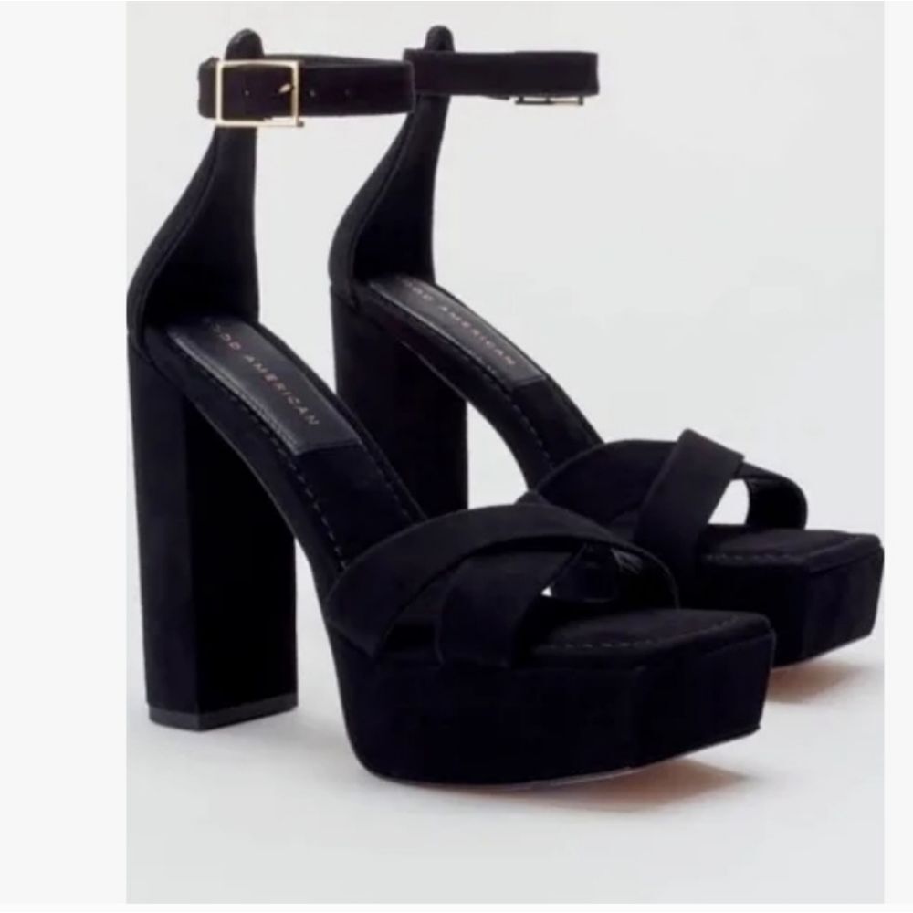 Good American Ankle Strap Platform Sandal Heels
